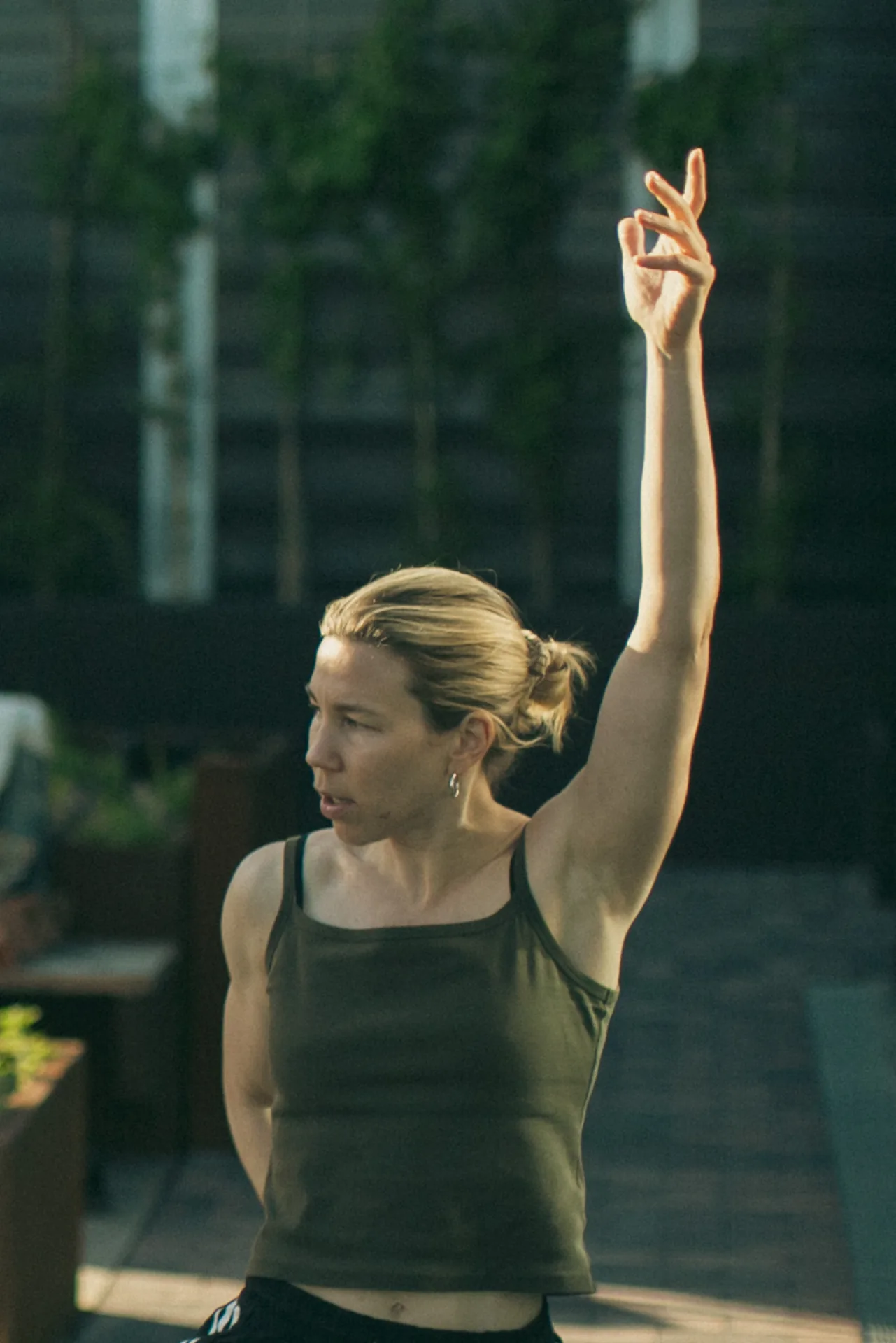 Yoga instructor leading an outdoor session